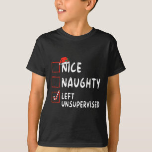Nice Naughty Links unbeaufsichtigt Weihnachtsliste T-Shirt