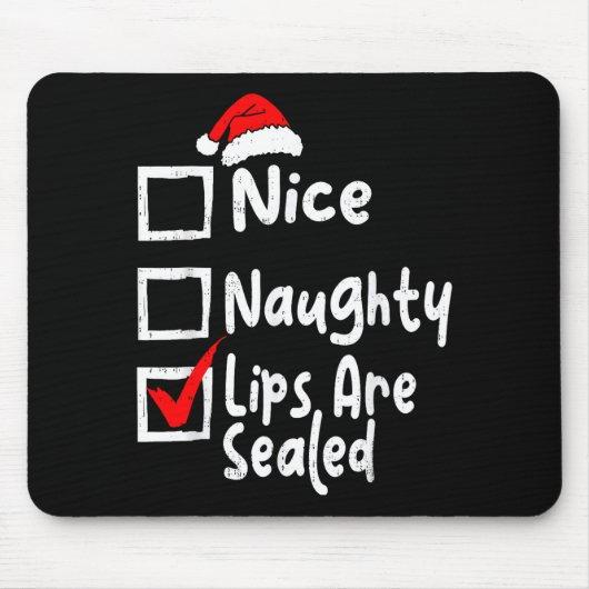 Nice Naughty Lips Funny Christmas List Family Matc Mousepad (Vorne)