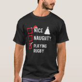 Nice Naughty List Christmas Hobby Playing Rugby Fu T-Shirt (Vorderseite)