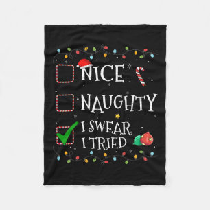 Nice Naughty List I Sweet I Tried Weihnachtsmannmü Fleecedecke