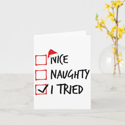 Nice Naughty List I Tried Funny Christmas Santa Cl Karte (Gelbe Blume)