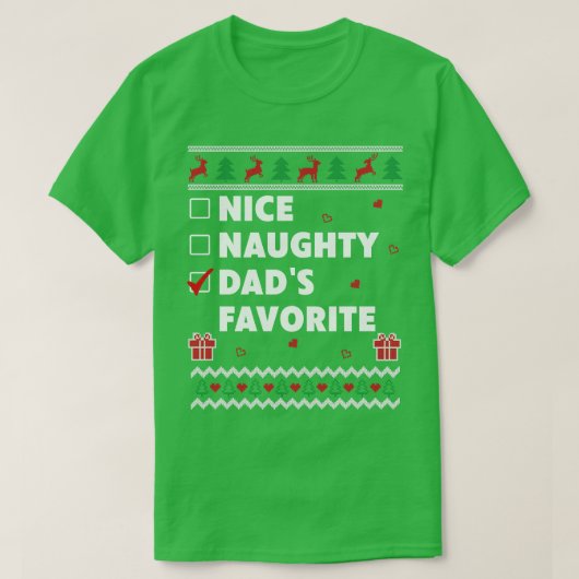 Nice Naughty List Ugge Christmas Design Vaters Fav T-Shirt (Design vorne)
