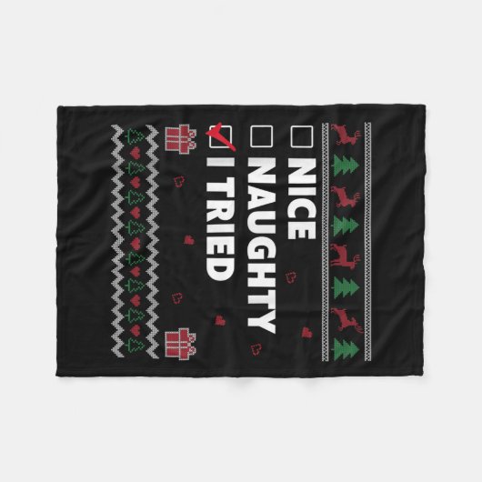 Nice Naughty List Ugly Christmas Design Funny I Tr Fleecedecke (Vorderseite (Horizontal))