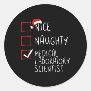 Nice Naughty Medical LaborScientist Christma Runder Aufkleber