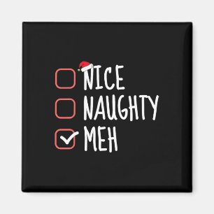 Nice Naughty Meh Funny Santa Claus Weihnachten Lis Magnet