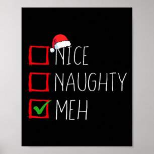 Nice Naughty Meh Weihnachtsliste Weihnachten Weihn Poster