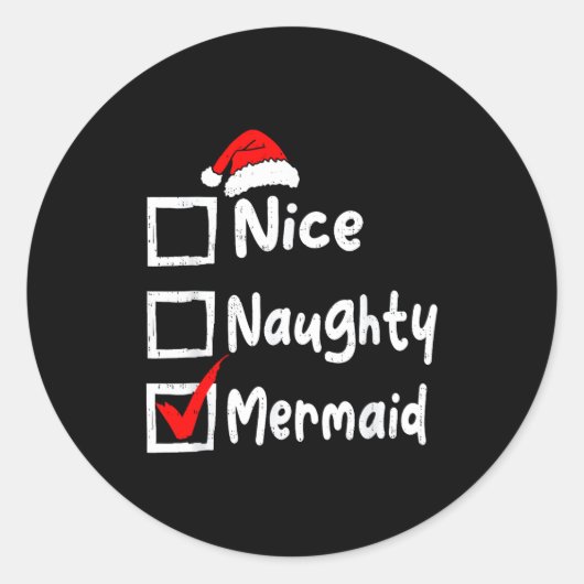 Nice Naughty Mermaid Funny Christmas List Family M Runder Aufkleber (Vorderseite)