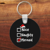Nice Naughty Mermaid Funny Christmas List Family M Schlüsselanhänger (Vorderseite)