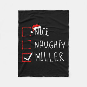 Nice Naughty Miller Weihnachtsliste Xmas Santa Cla Fleecedecke