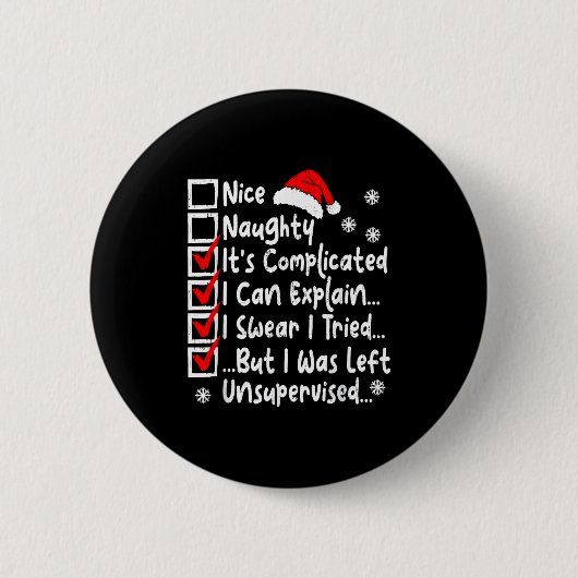 Nice Naughty Multi Checklist Funny Christmas List Button (Vorderseite)