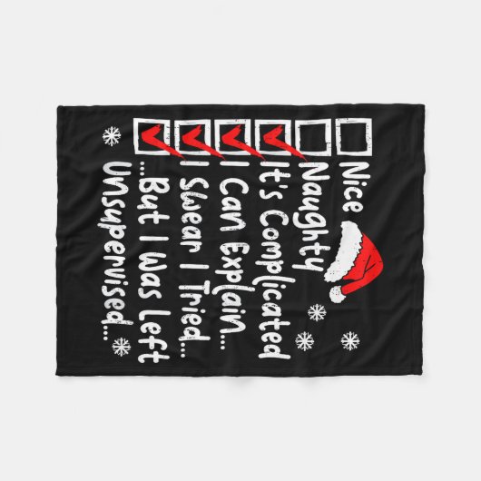 Nice Naughty Multi Checklist Funny Christmas List  Fleecedecke (Vorderseite (Horizontal))