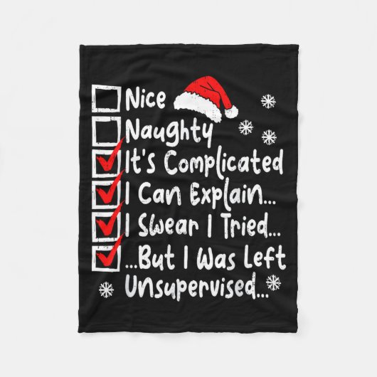 Nice Naughty Multi Checklist Funny Christmas List Fleecedecke (Vorderseite)