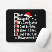 Nice Naughty Multi Checklist Funny Christmas List Mousepad (Mit Mouse)