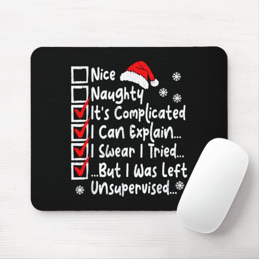 Nice Naughty Multi Checklist Funny Christmas List Mousepad (Mit Mouse)