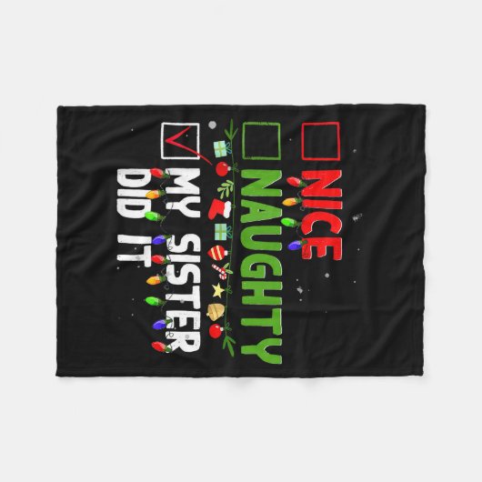 Nice Naughty My Sister Did It Family Xmas Pajama C Fleecedecke (Vorderseite (Horizontal))