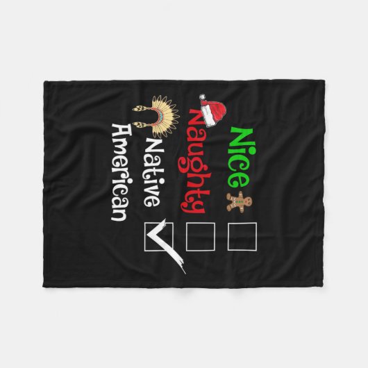 Nice Naughty Native American Santa Christmas Pyjam Fleecedecke (Vorderseite (Horizontal))