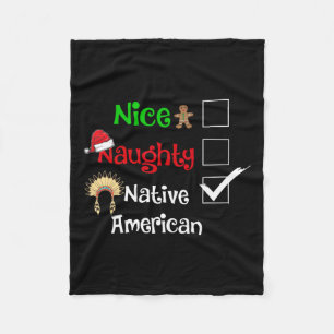 Nice Naughty Native American Santa Christmas Pyjam Fleecedecke