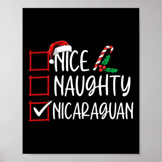 Nice Naughty Nicaragua Weihnachtsliste Weihnachtsm Poster (Vorne)