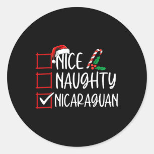 Nice Naughty Nicaragua Weihnachtsliste Weihnachtsm Runder Aufkleber