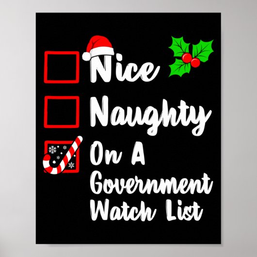 Nice Naughty On A Government Watch List Christmas Poster (Vorne)