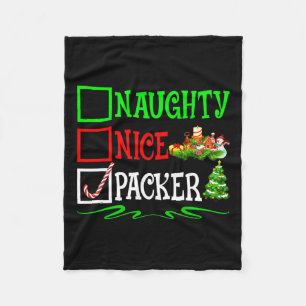 Nice Naughty Packer Weihnachtsliste Fleecedecke