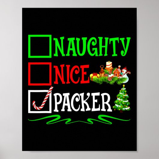 Nice Naughty Packer Weihnachtsliste Poster (Vorne)
