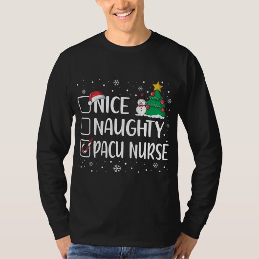 Nice Naughty Pacu Nurse Funny Christmas Pajama Xma T-Shirt (Vorderseite)