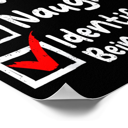 Nice Naughty Perfect Funny Christmas List Family M Poster (Ecke)