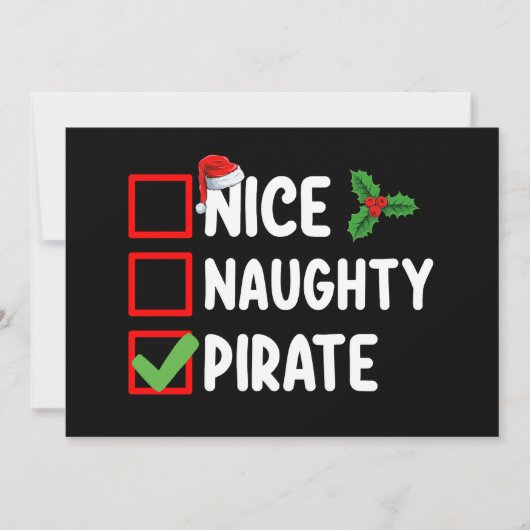 Nice Naughty Pirate Familie Matching Weihnachtslis Einladung (Vorderseite)
