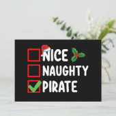 Nice Naughty Pirate Familie Matching Weihnachtslis Einladung (Stehend Vorderseite)