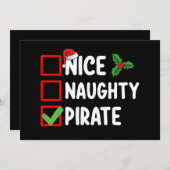 Nice Naughty Pirate Familie Matching Weihnachtslis Einladung (Vorne/Hinten)