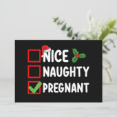 Nice Naughty Pregnty Weihnachtsliste Schwangerscha Einladung (Stehend Vorderseite)