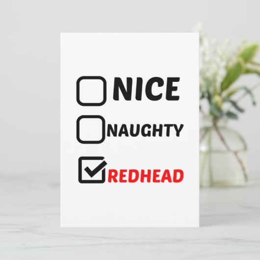 NICE NAUGHTY REDHEAD DANKESKARTE (Stehend Vorderseite)