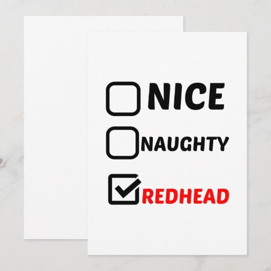 NICE NAUGHTY REDHEAD DANKESKARTE (Vorne/Hinten)