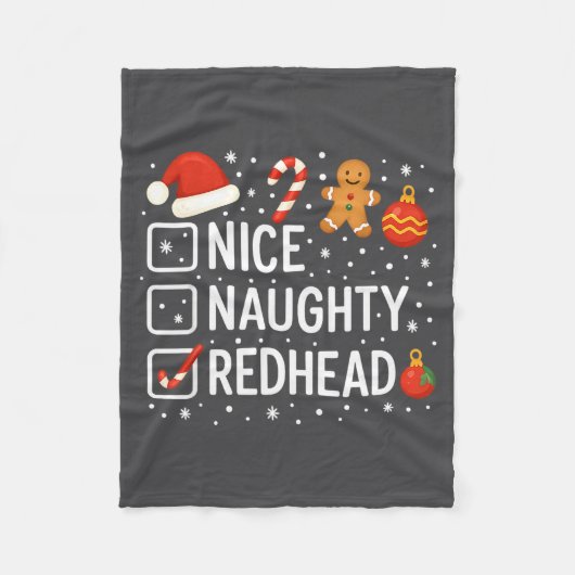 Nice Naughty Redhead Funny Christmas Quote Fleecedecke (Vorderseite)