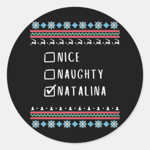 Nice Naughty Redhead Weihnachtsliste Santa Claus N Runder Aufkleber