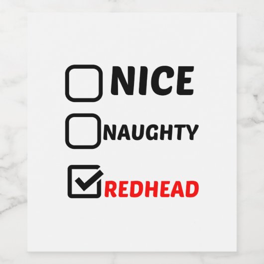 NICE NAUGHTY REDHEAD WEINETIKETT (Einzelnes Label)