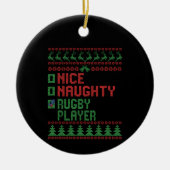 Nice Naughty Rugby Player Funny Christmas Geschenk Keramik Ornament (Vorne)