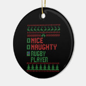 Nice Naughty Rugby Player Funny Christmas Geschenk Keramik Ornament (Links)