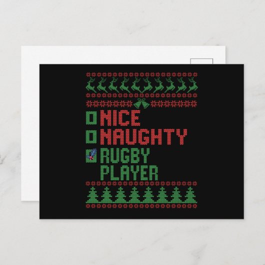 Nice Naughty Rugby Player Funny Christmas Geschenk Postkarte