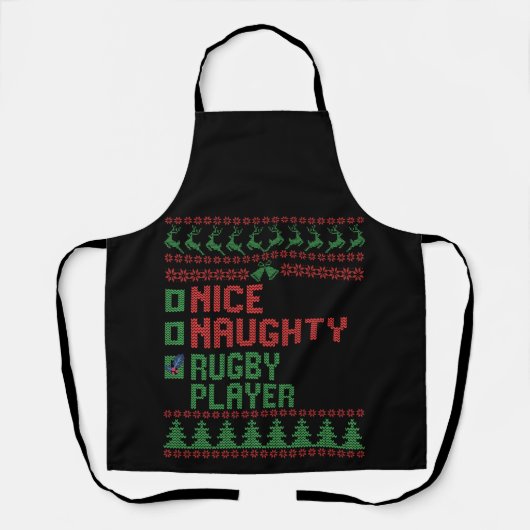Nice Naughty Rugby Player Funny Christmas Geschenk Schürze (Vorderseite)