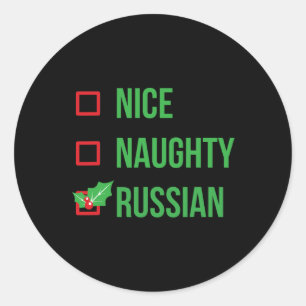 Nice Naughty Russisch Funny Uggli Weihnachten Runder Aufkleber