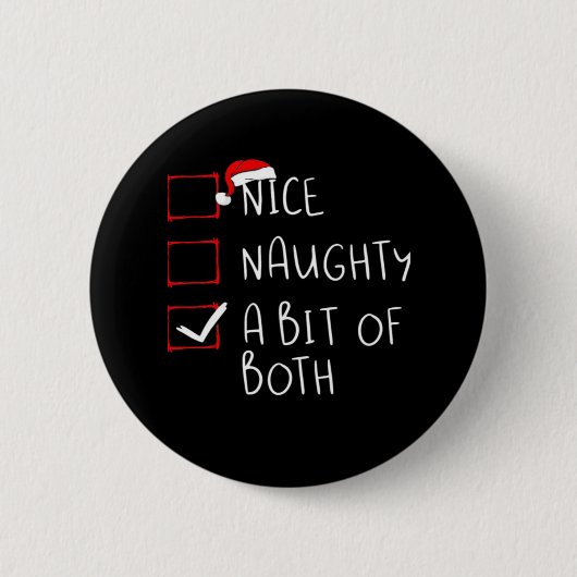 Nice Naughty Santa Hat Humor Vibe  Button (Vorderseite)