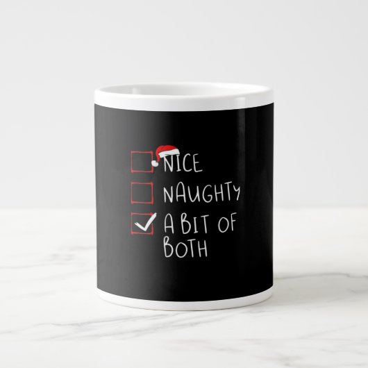 Nice Naughty Santa Hat Humor Vibe  Jumbo-Tasse (Vorderseite)