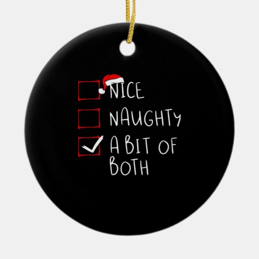 Nice Naughty Santa Hat Humor Vibe Keramik Ornament (Vorne)