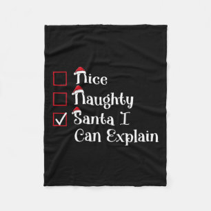 Nice Naughty Santa I erklärt Niedliche Weihnachten Fleecedecke