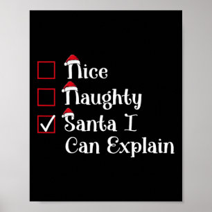 Nice Naughty Santa I erklärt Niedliche Weihnachten Poster