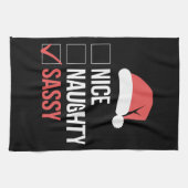 Nice Naughty Sassy Weihnachtsliste Geschirrtuch (Horizontal)