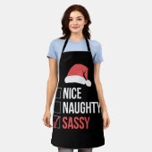 Nice Naughty Sassy Weihnachtsliste Schürze (Getragen)