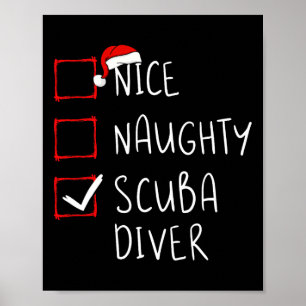 Nice Naughty Scuba Diver Liste Weihnachten Weihnac Poster